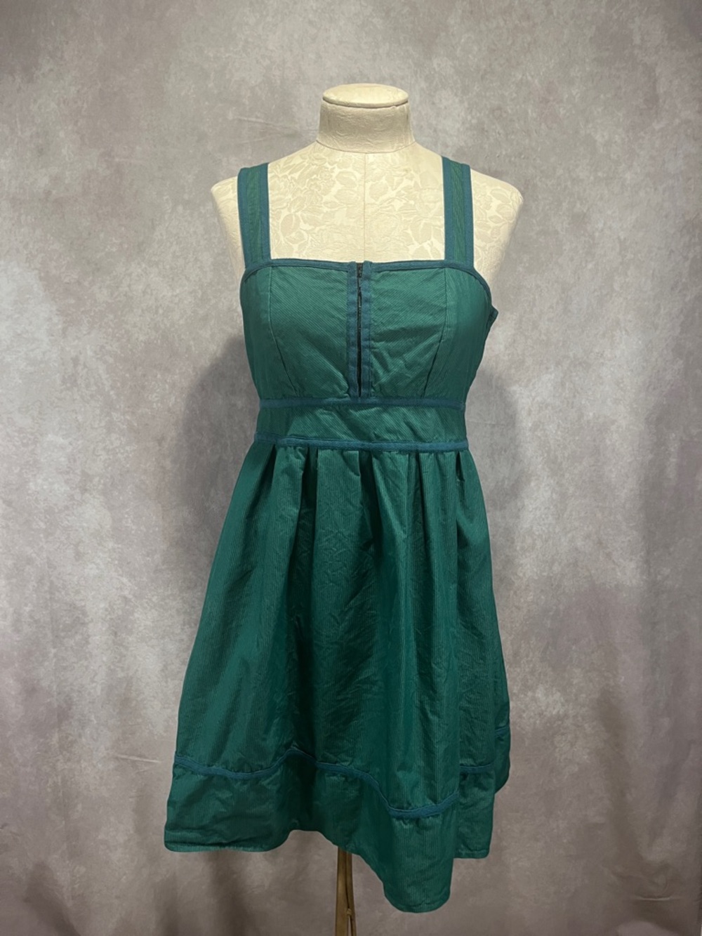 Kimchi Blue Green Square-Neck tie back hook and eye Mini Dress size large